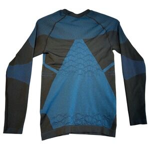Uniquebella Womens Blue Black‎ Long Sleeve Athletic Base Thermal Layer Shirt L